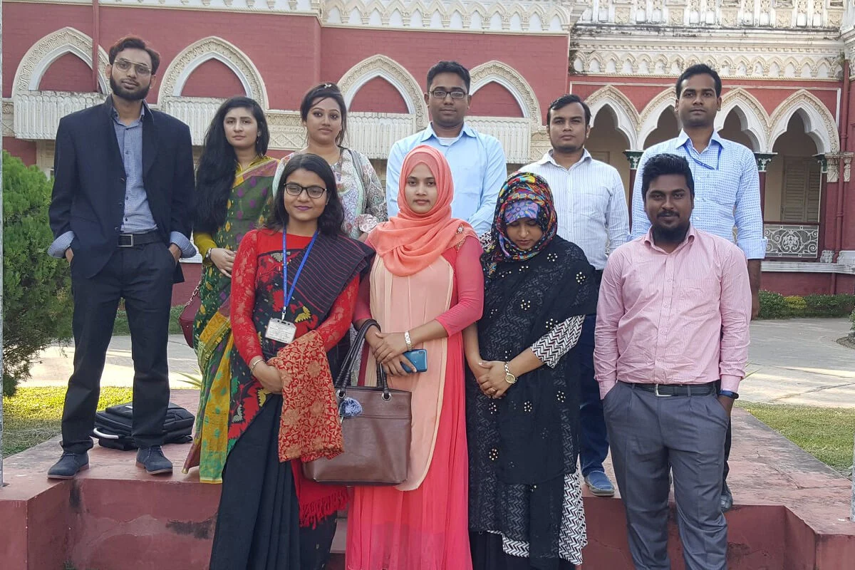 An RSTU student and faculty group at a university event